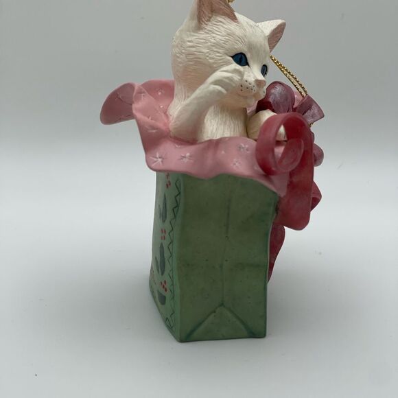 Lenox White and Pink Cat Figurine Ornament - Picture 2 of 5